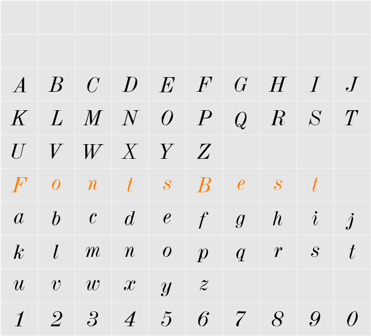 DubielItalic Character Map