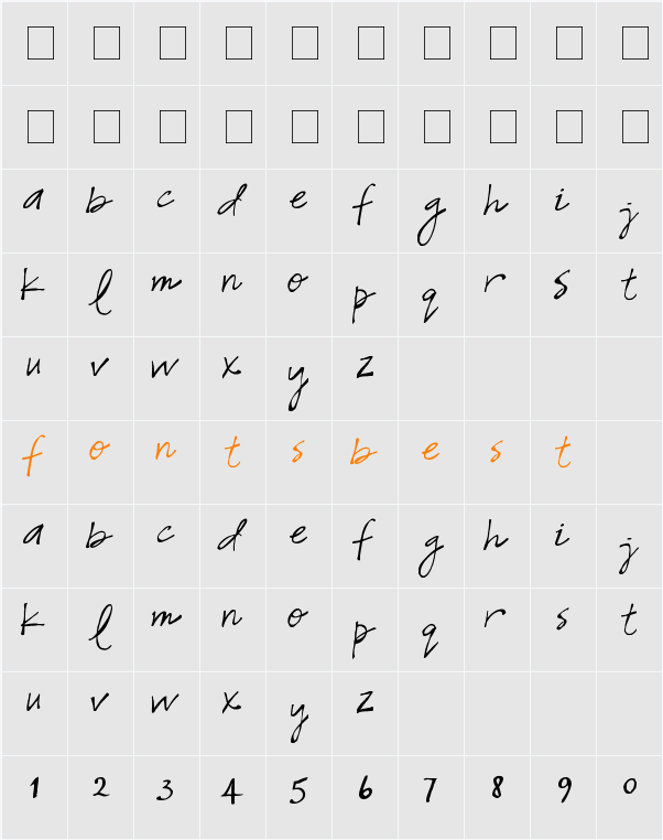 Snowshoe Character Map