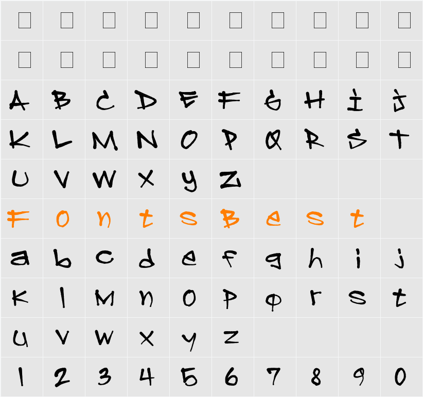 Sprayerz Character Map
