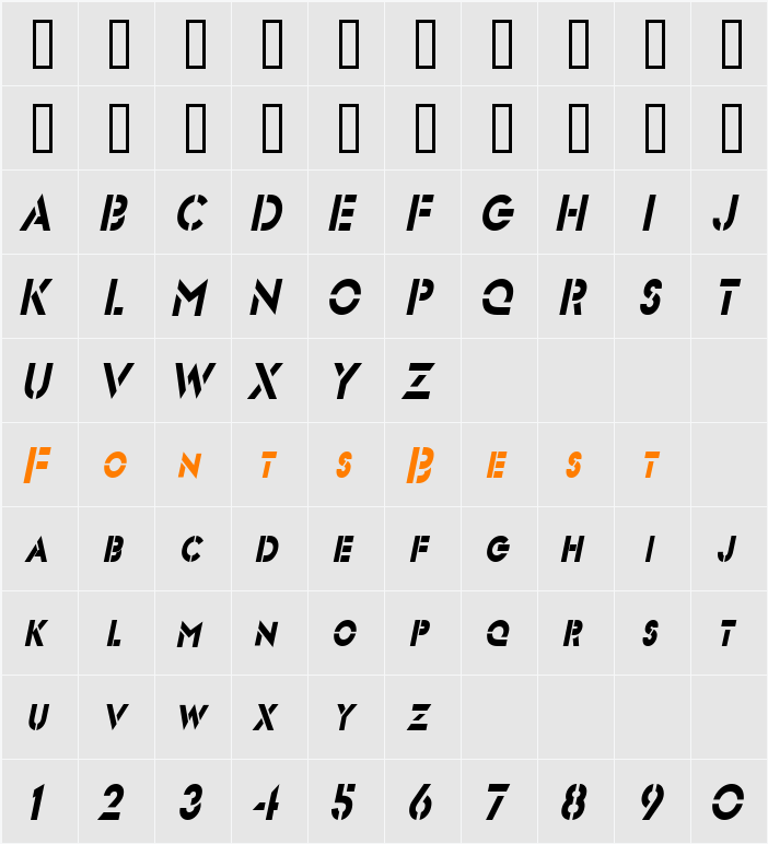 Templett S Condensed Character Map