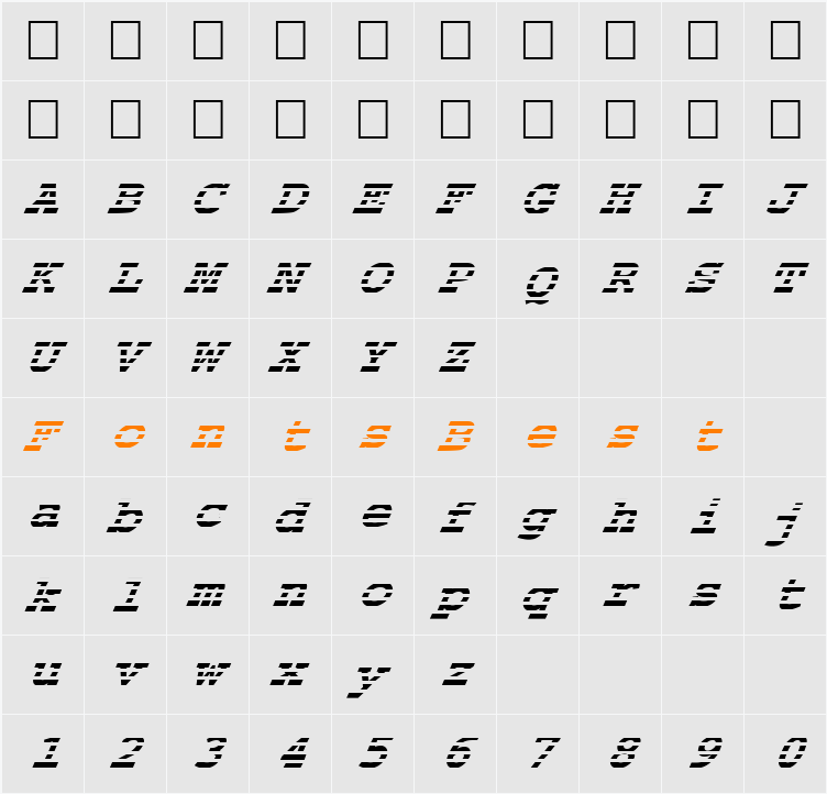 FZ BASIC 54 STRIPED ITALIC Character Map