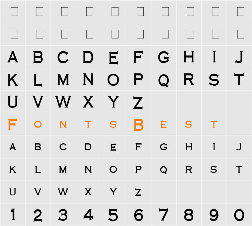 Cobalt Condensed Character Map