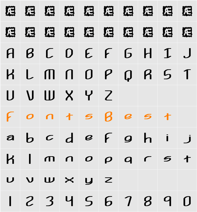 Kurvature BRK Character Map