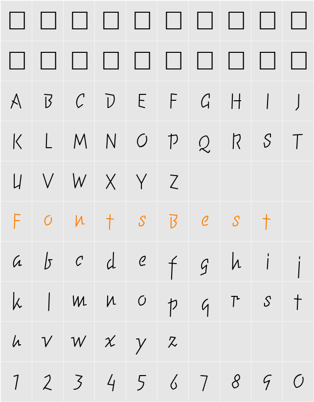 ElektrixLightLining Character Map