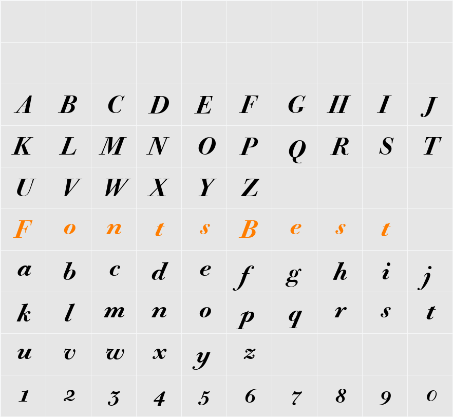 Bodoni Old Face BE Character Map