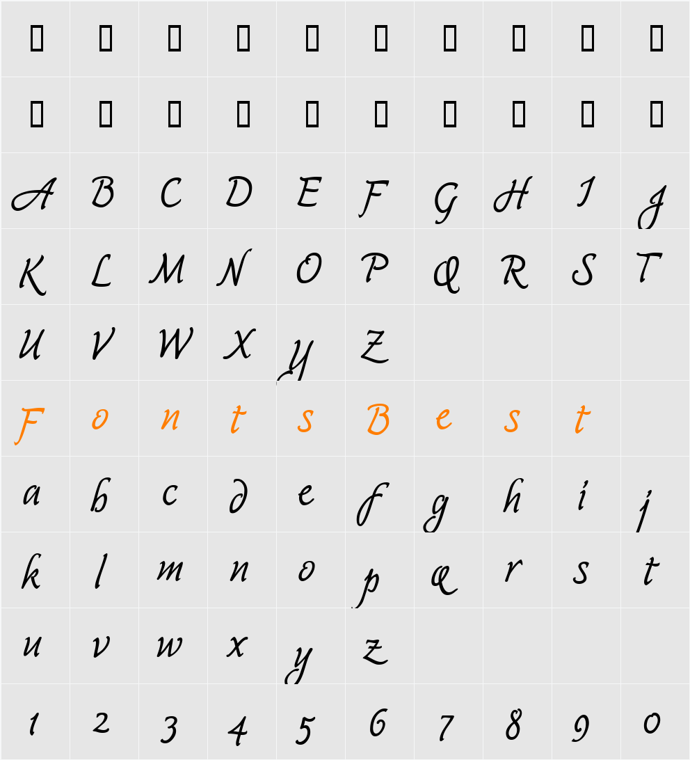 Harmonica  Bold Character Map