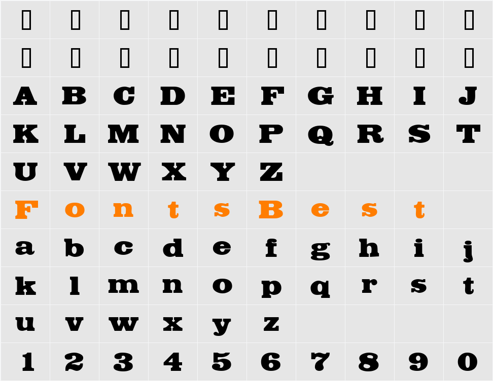 BodegaDisplaySSi Character Map