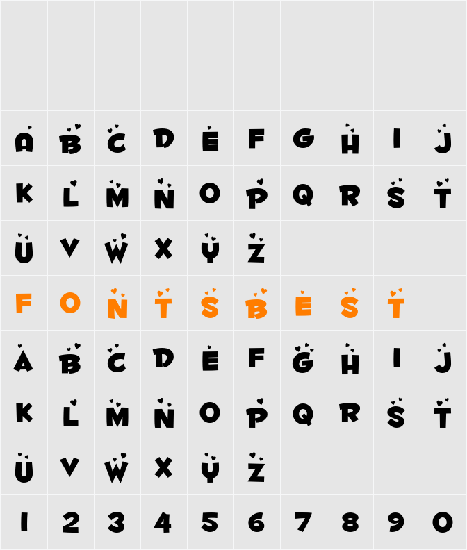Fontdinerdotcom Luvable Character Map