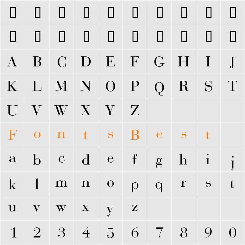 Bodoni-Display Character Map