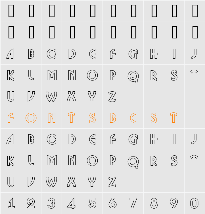 a_BosaNovaOtl Character Map