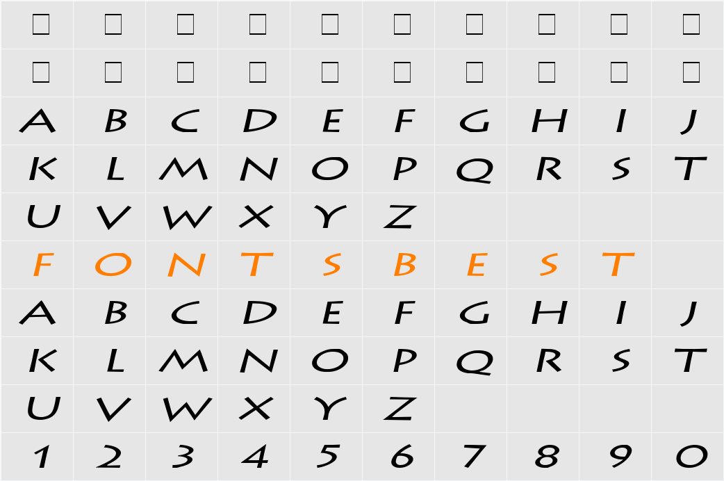 Liste Extended Character Map