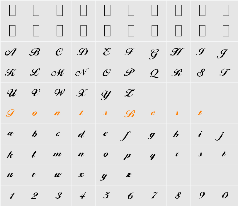 NicholasBeckerAntique-ExtraBol Character Map