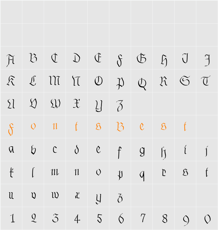 FraxHandwritten Character Map