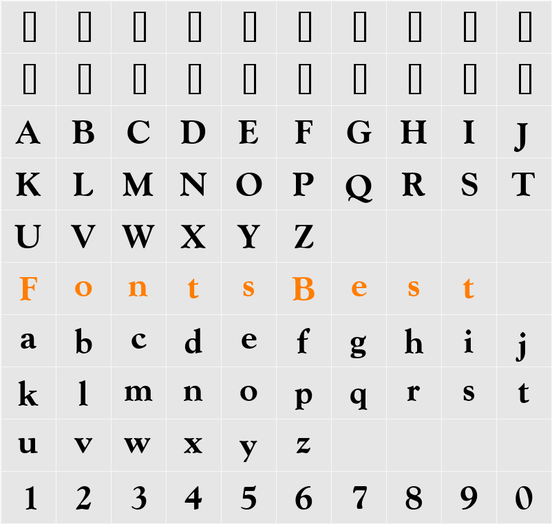 Goudy Character Map