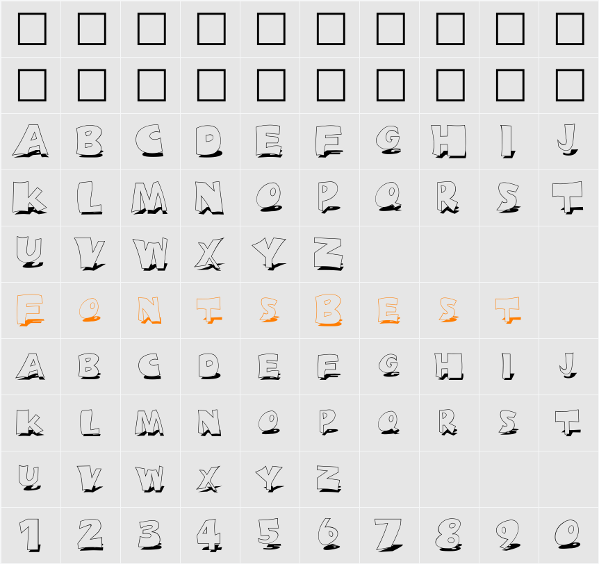 FZ JAZZY 10 SHADOW Character Map