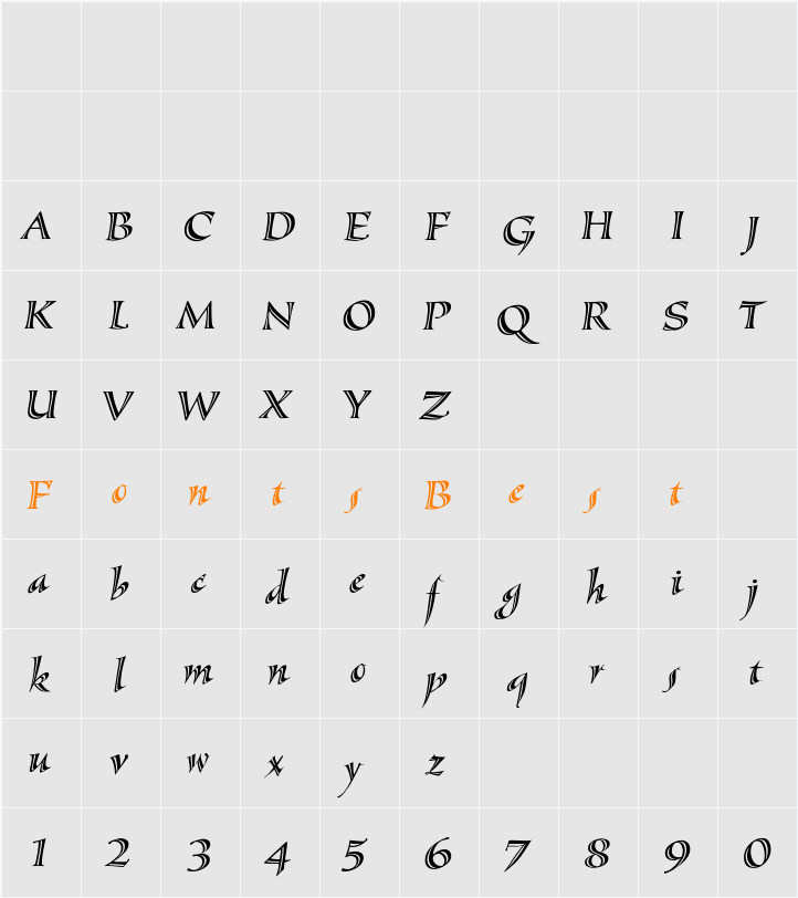 Sassafras-Italic Character Map