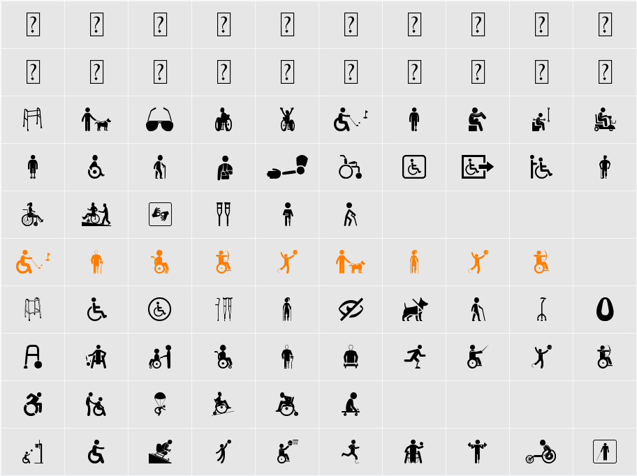 Disabled Icons Character Map