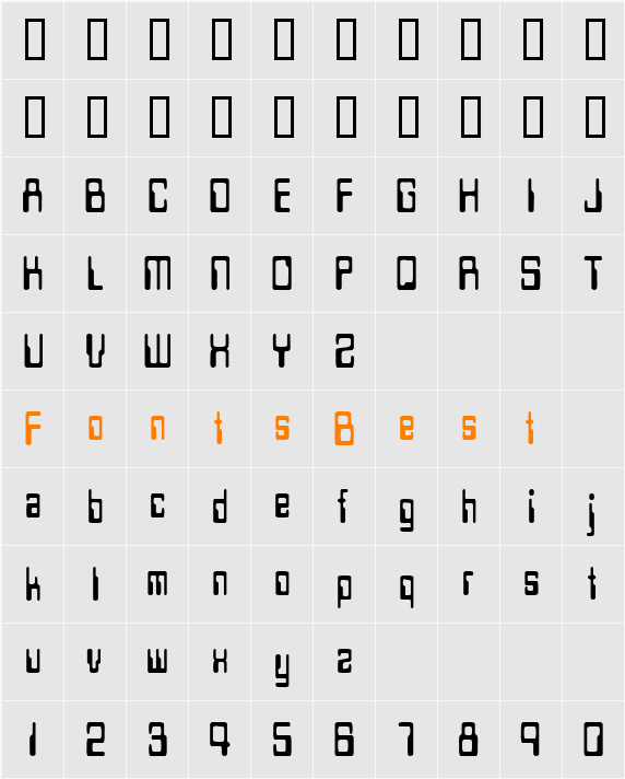 TechSchoolCondensed Character Map