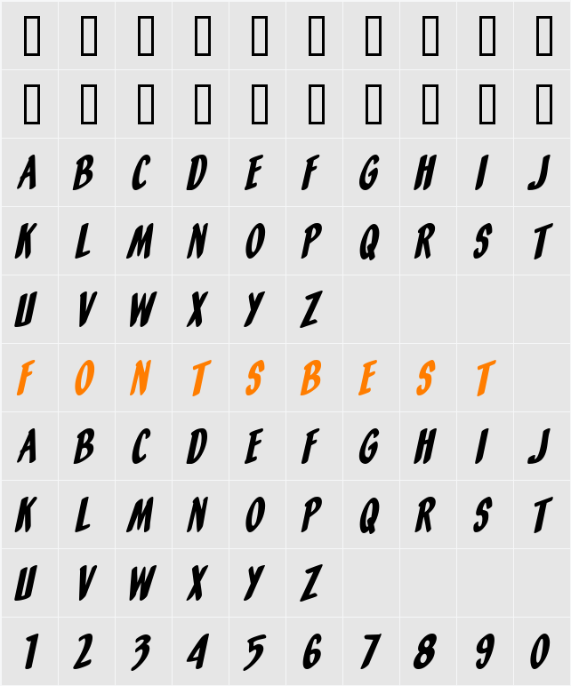 Orange Fizz Character Map