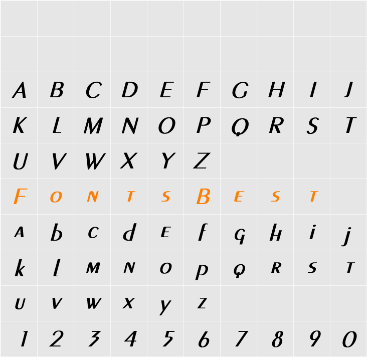 Peignot-Light Character Map