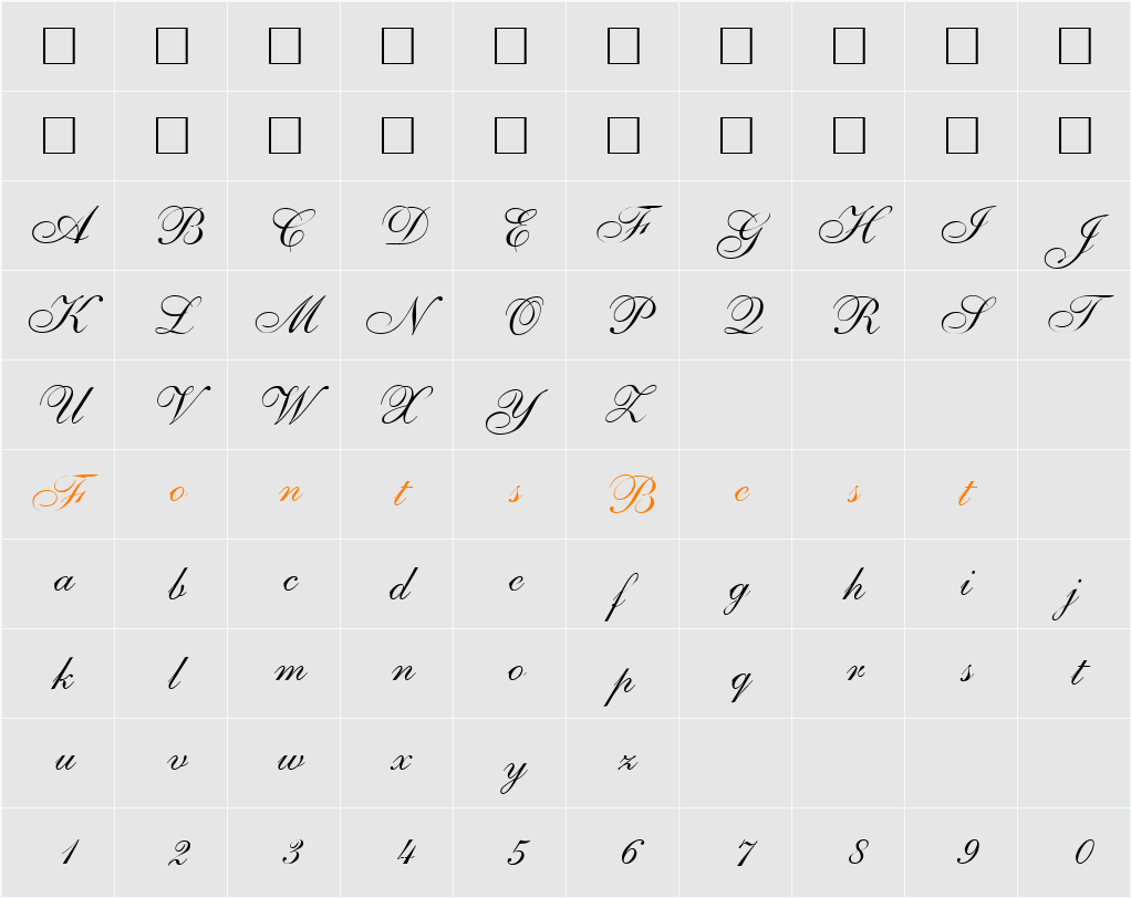 TORPED Character Map