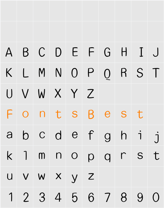 EscapeTypewriterSans Character Map