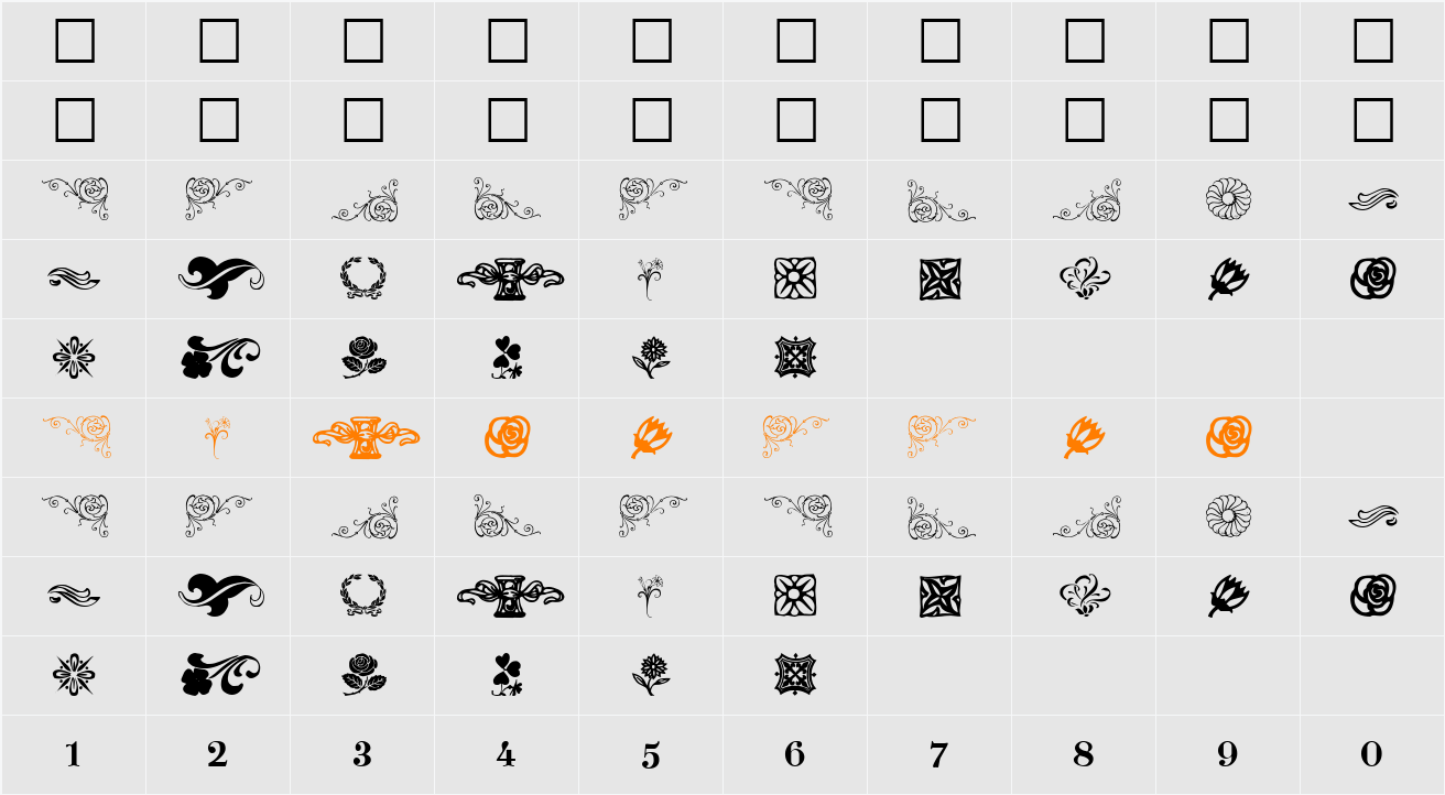MCS Flowers Character Map