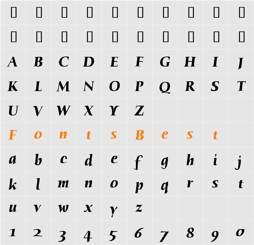 Humana Serif ITC TT Character Map