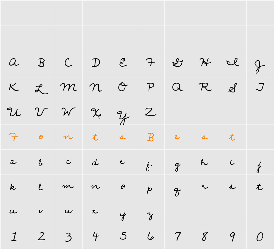 janellescript Character Map