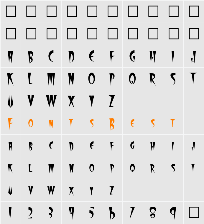 SharpTypeOld Character Map