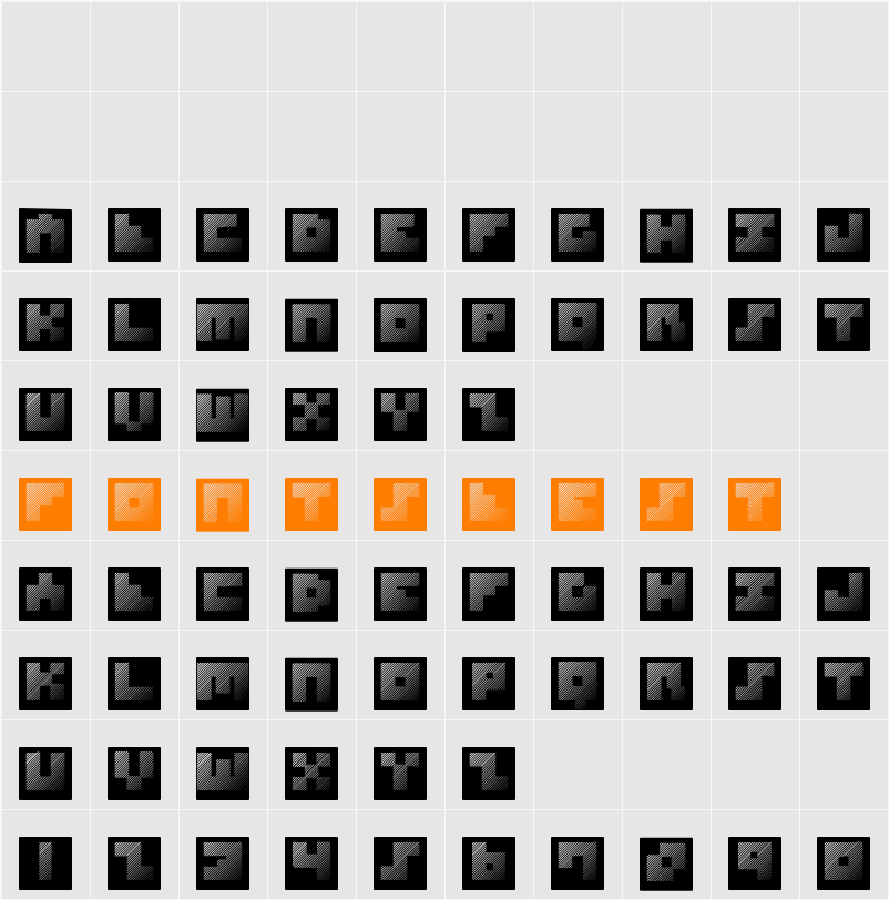 MKSquaresHatchBricks Character Map