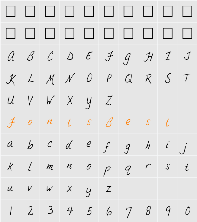 BrandysHand Character Map