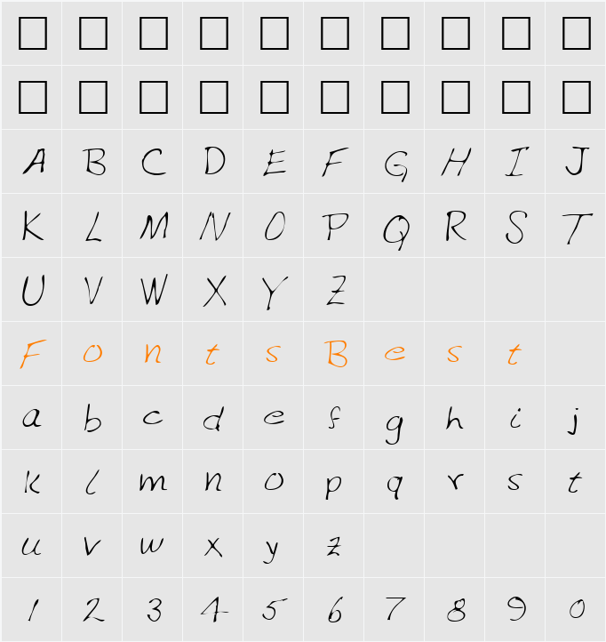 JulianasHand Character Map