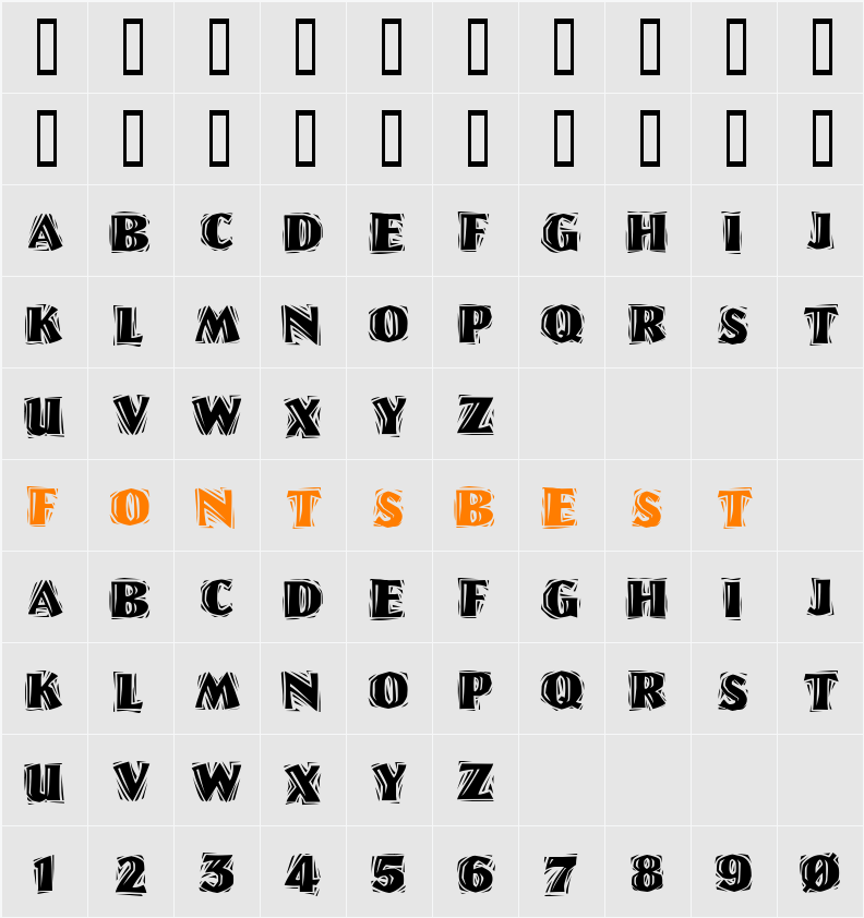 Linolschrift Heavy Character Map