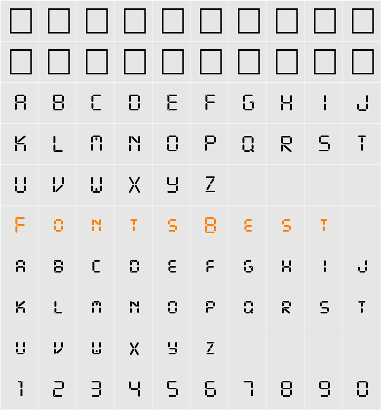 Digital Display Character Map