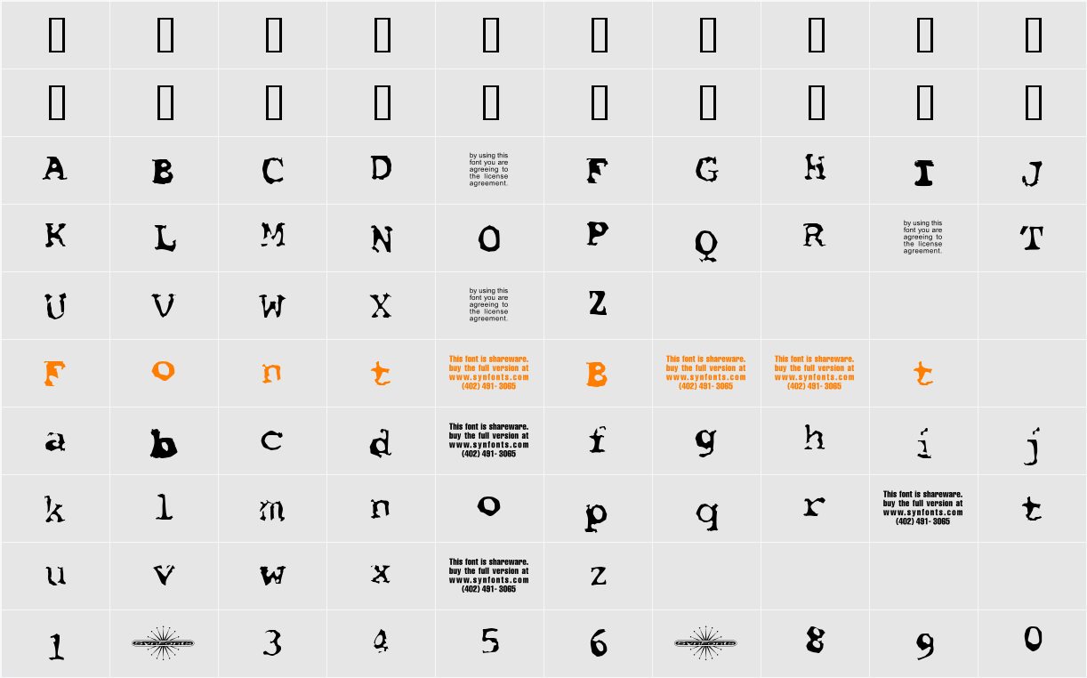 Font Pirate Character Map