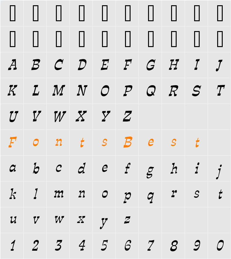Expose Thin Condensed Character Map