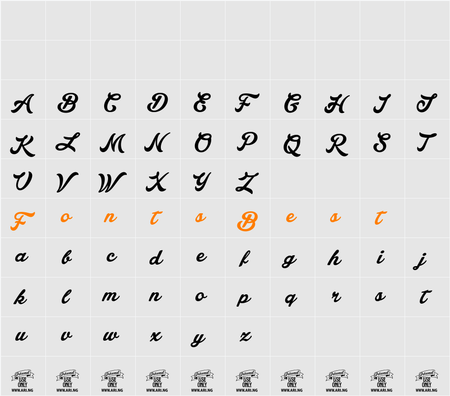 Lakesight Personal Use Only Character Map