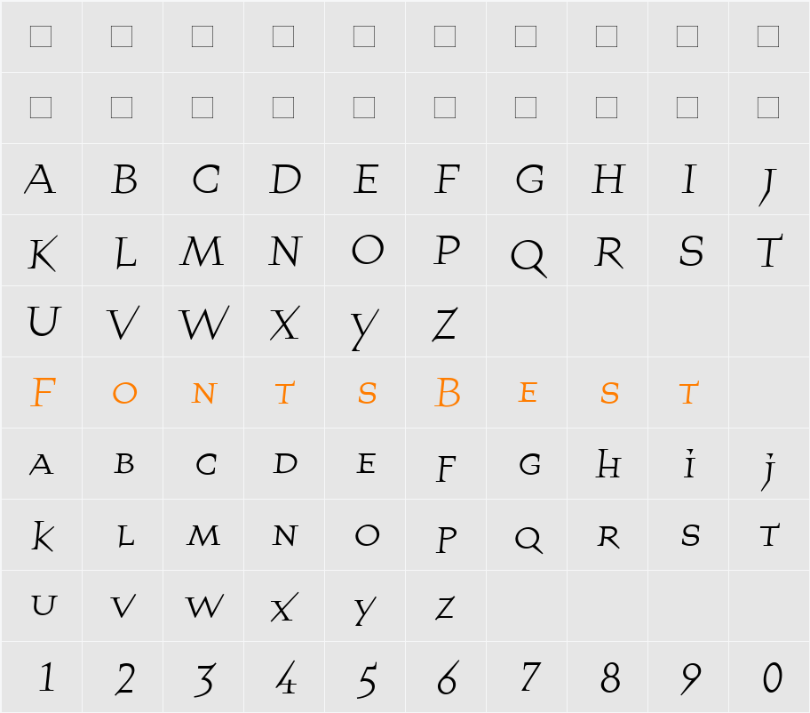 QuartetSmallcaps Character Map