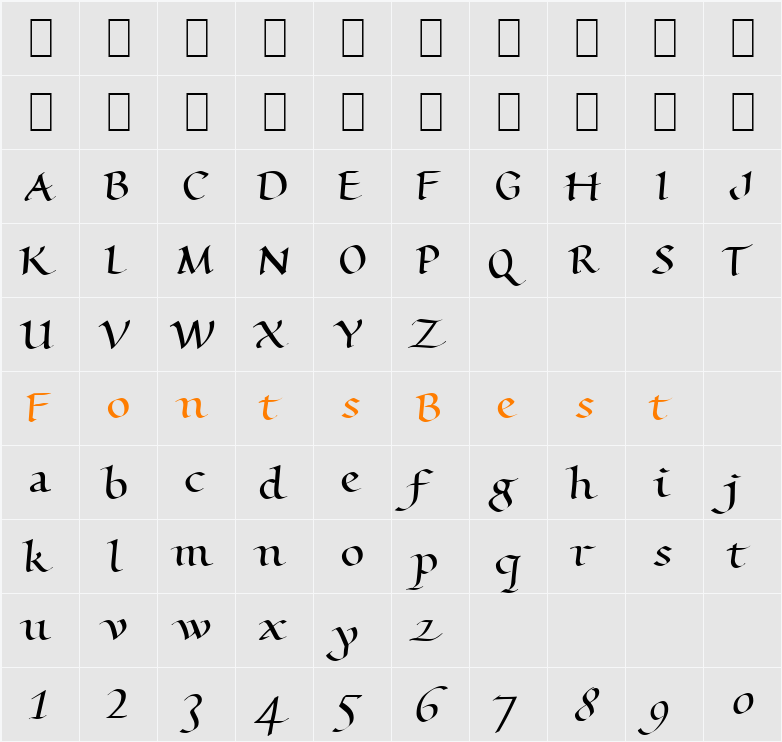 KL Antiqua2 Character Map