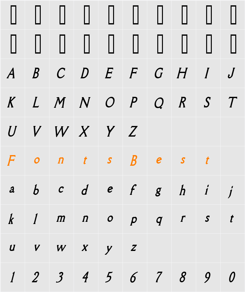 Rory Thin Character Map
