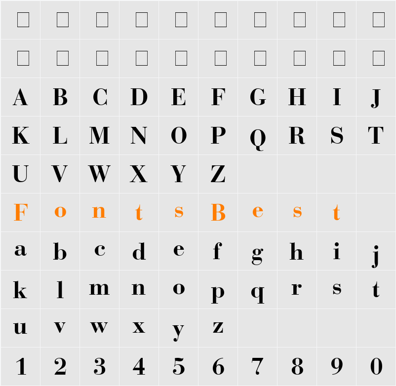 Bodoni Recut SSi Character Map