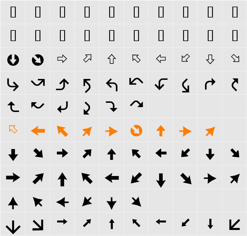 XIngyArrowsBetween Character Map