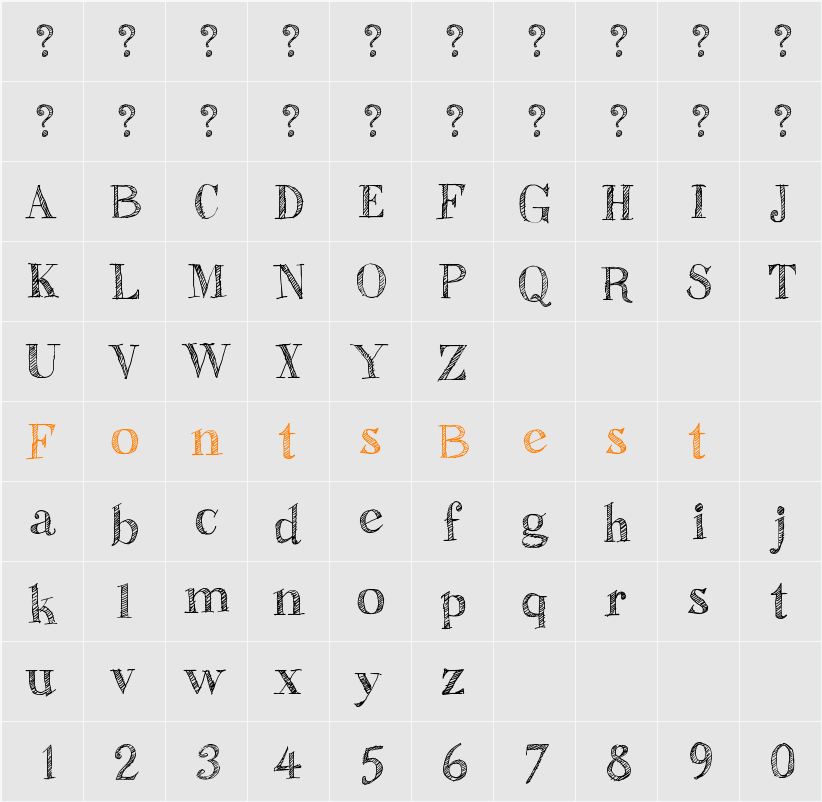 Sketch Fine Serif Character Map