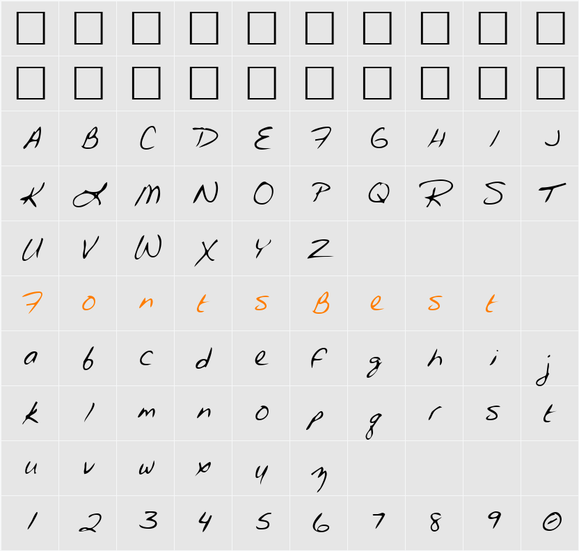 LEHN192 Character Map
