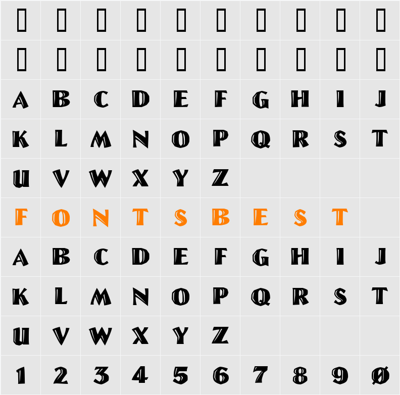 GE Letter Cut Character Map