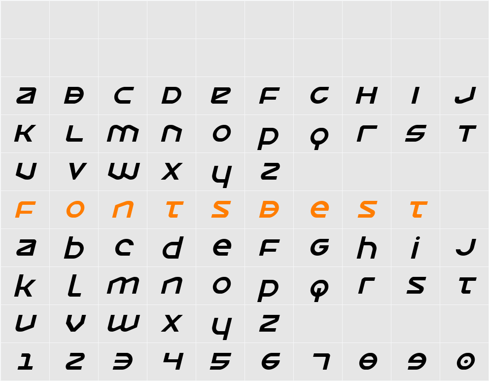 Opilio Italic Character Map