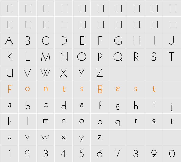 Kabel Light Character Map