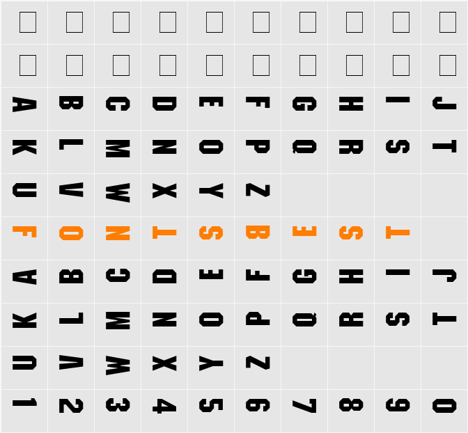 Blocky Sideways Character Map