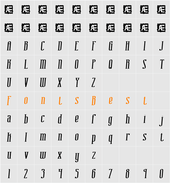 Combustion I BRK Character Map